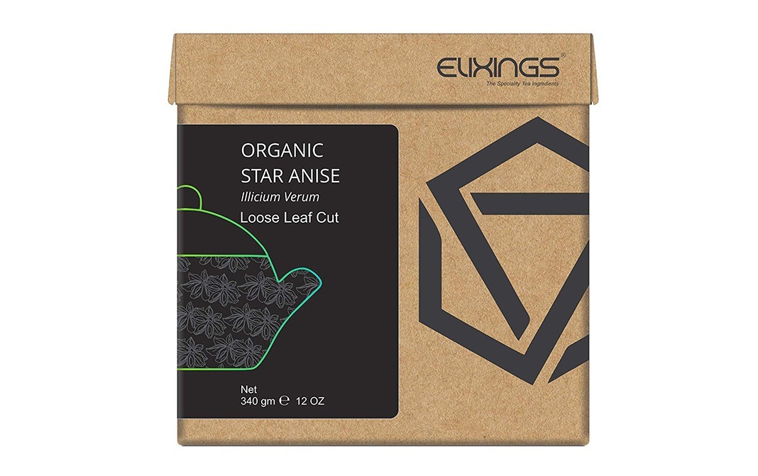 Elixings Organic Star Anise Illicium Verum Loose Leaf Cut   Box  340 grams